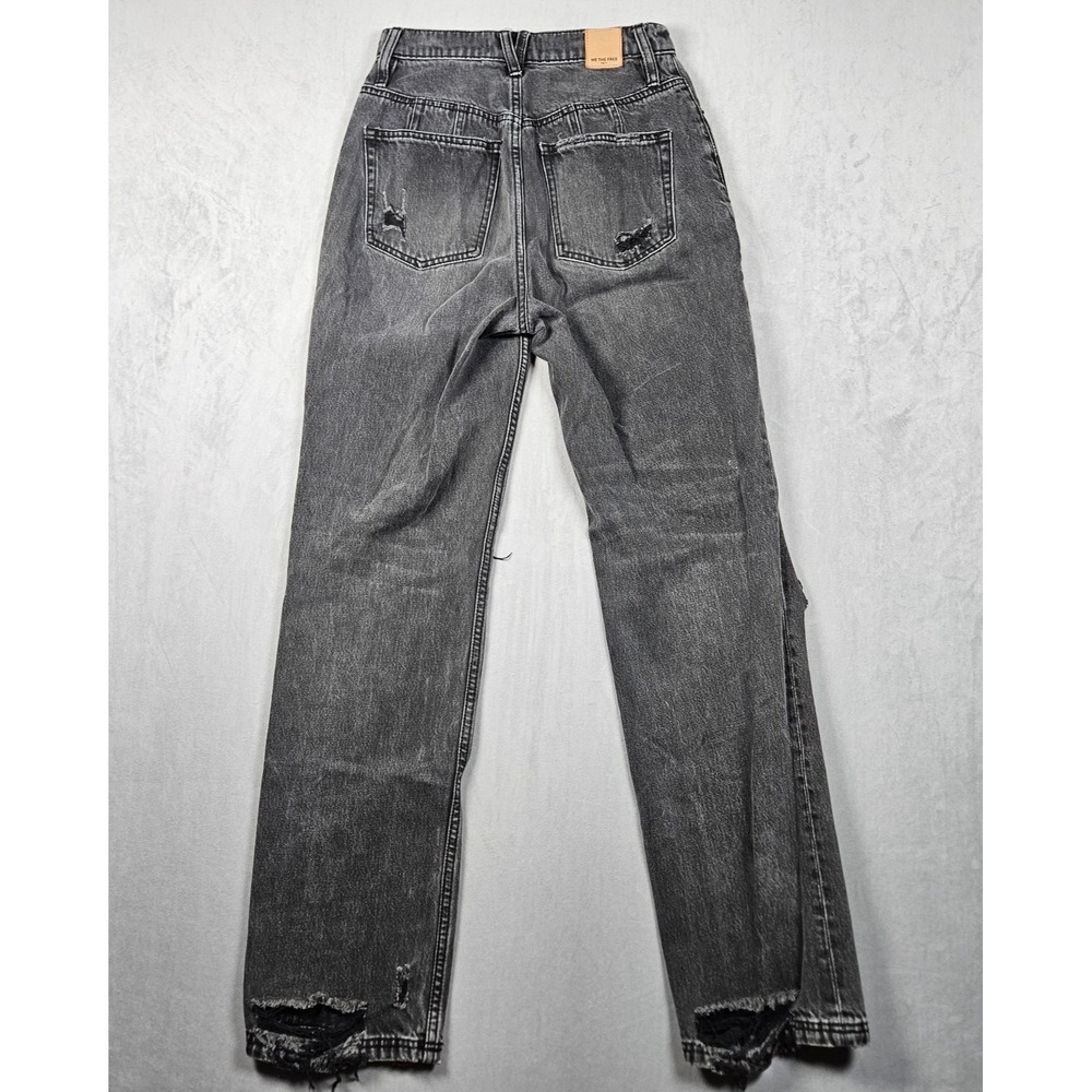 We The Free Jeans Womens 27 Black Curvy Distressed High Rise Straight Grunge - Picture 3 of 12
